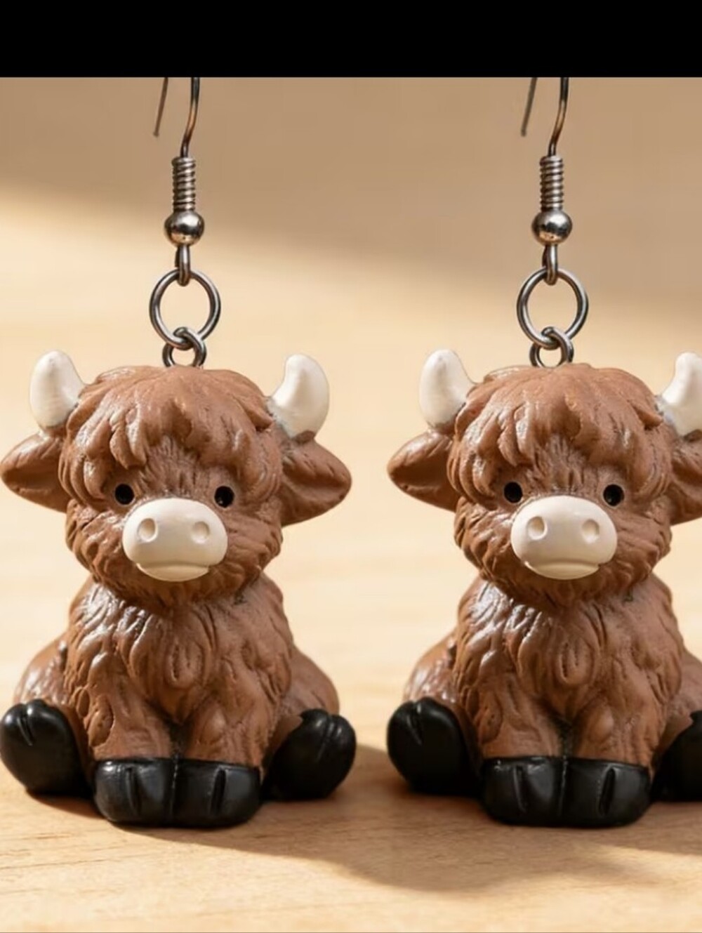 Cute Brown Highland Cow Earrings - Charming